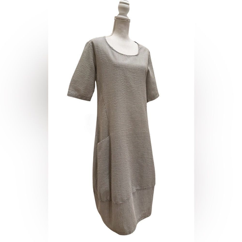Matti Mamane Lagenlook Seersucker Bubble Dress Pockets Medium - Picture 4 of 9